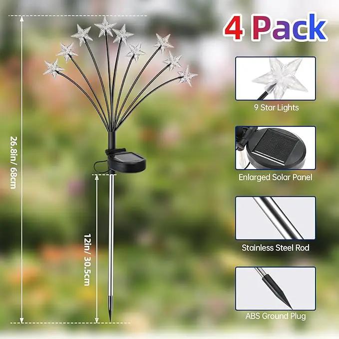 4th of July Decorations Solar Garden Lights, Fourth of July Red White and Blue Light Solar Lights Outdoor, Waterproof Patriotic Decor with 9 LED 2 Lighting Modes for Independence Day, 4 Pack by GreenHaven Gardens
