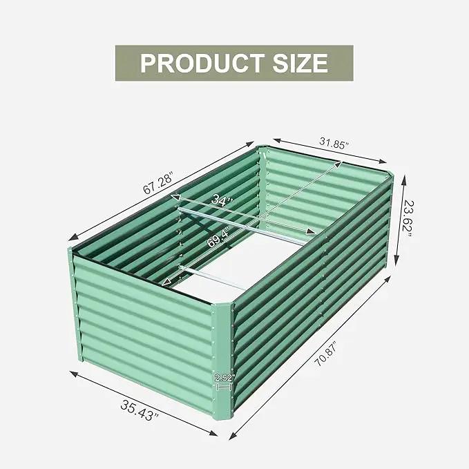 Domi Raised Garden Beds Outdoor, 6x3x2ft Thickening Tall Metal Rectangular Deep Root Box Planter for Vegetables, Flowers, Herbs, and Succulents 2" Deep w/ 256 Gallon Capacity - Green by GreenHaven Gardens