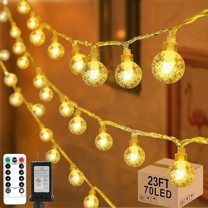22.9ft 70LED Globe String Lights Outdoor, Crystal Fairy Light IP44 Waterproof Outdoor Hanging Decorative Lights for Home Tent Patio Garden Party Wedding Decor by GreenHaven Gardens