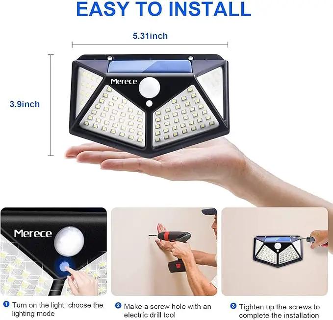 VINHMOR Solar Lights Outdoor 6 Pack, 100LED/3 Modes 270° Lighting Angle Motion Sensor Security Lights, IP65 Waterproof Wall Lights Solar Powered, Bright for Backyard Garden Fence Patio Front Door by GreenHaven Gardens