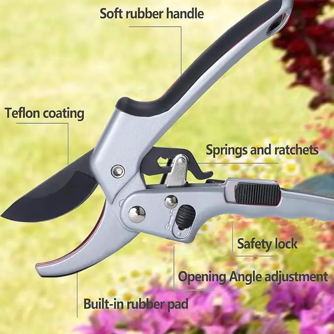 Upgraded Garden Clippers, Adjustable Germany Pruners, Work 3 Times Easier, Professional Pruning Shears, Cutting Rose, Flower, Hedge, Stem, Sharp Gardening Scissors, Arthritis Weak Hand Snips by GreenHaven Gardens