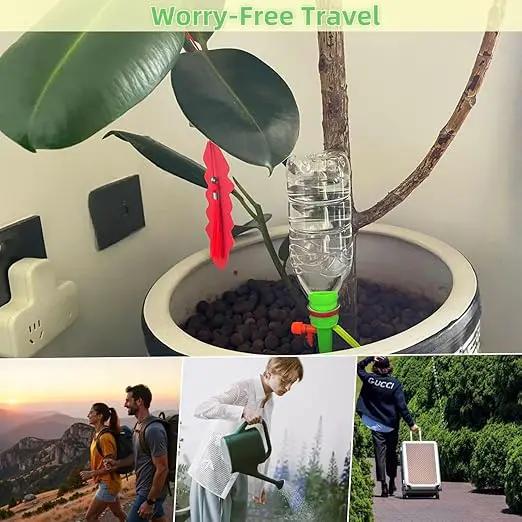 Upgrade Plant Self Watering Spikes Devices, Automatic Watering System with Slow Release Control Valve Switch, Plant Drip Irrigation System for Outdoor & Indoor Plants (12 PCS, Green+Orange) by GreenHaven Gardens