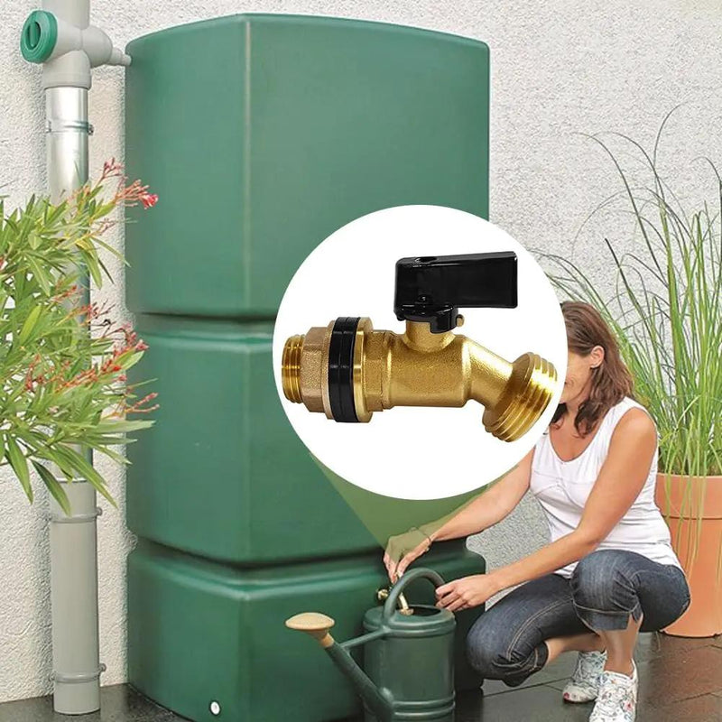 Brass Water Container Rain Barrel Faucets Spigot 3/4"G Male Thread Large Inlet to 3/4"GHT Male Thread Outlet with Quarter Turn Ball Valve Include Bulkhead Fitting and Washers by GreenHaven Gardens