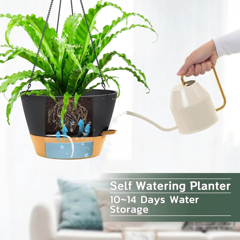 ZMTECH 12 Inch Hanging Planters for Indoor, 2 Pack Self Watering Plant Pot for Outdoor Garden Porch, Large Hanging Baskets with Visible Water Level and Chain(12Inch, Gray) by GreenHaven Gardens