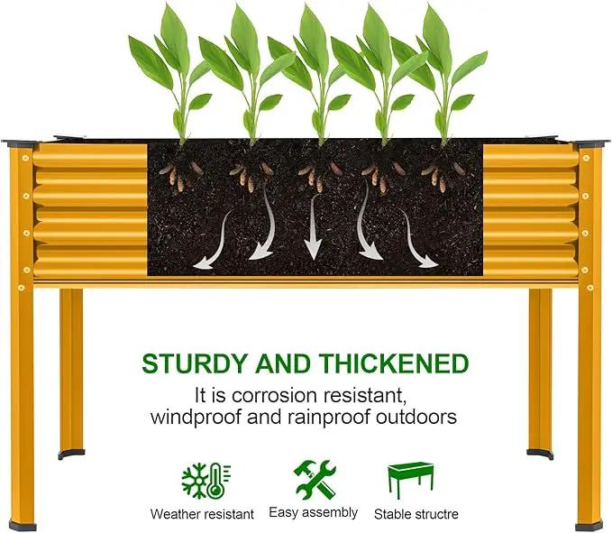 Land Guard Galvanized Raised Garden Bed with Legs, Galvanized Planter Raised Garden Boxes Outdoor, Oval Large Metal Raised Garden Beds for Vegetables(Yellow)……… by GreenHaven Gardens
