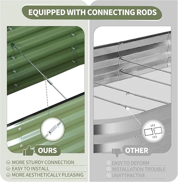 Galvanized Raised Garden Bed - 4x2x1.4FT Metal Planter Boxes Outdoor | Oval Steel Raised Bed Kit for Gardening with Protective Tape, Gloves for Vegetables, Flower, Herb (Green) by GreenHaven Gardens