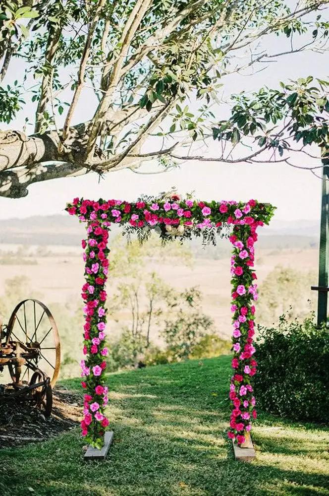 JUSTOYOU 2 Pack (15.8FT) Fake Rose Garland, Artificial Rose Vines Flowers Hanging Silk Rose Vine Wedding Home Backdrop Party Arch Arrangement Decoration by GreenHaven Gardens