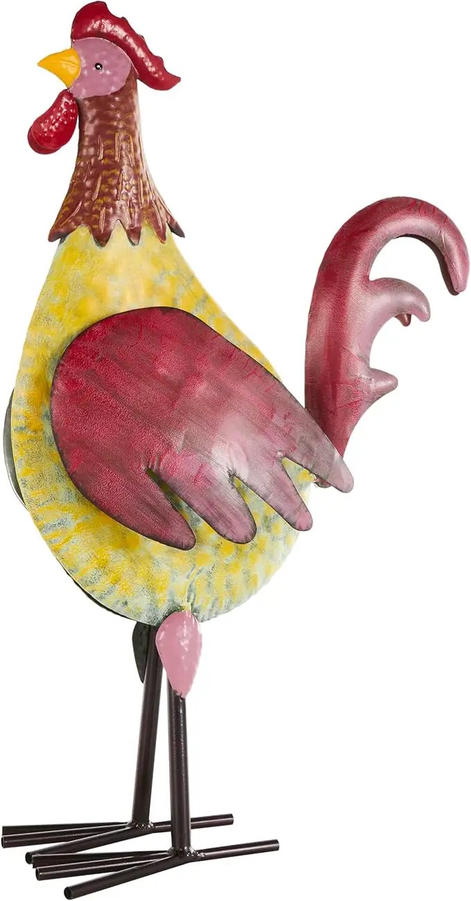 Deco 79 Metal Rooster Decorative Garden Sculpture Textured Garden Statue with Red Accents, Outdoor Sculpture 7" x 17" x 28", Black by GreenHaven Gardens