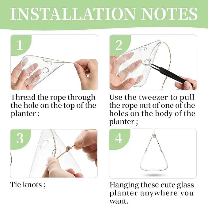 Glasseam Hanging Planters Glass Terrarium: 5Pcs Modern Plant Propagation Stations Hydroponic Wall Vases for Air Plants Flowers Indoor Window Home Decor by GreenHaven Gardens