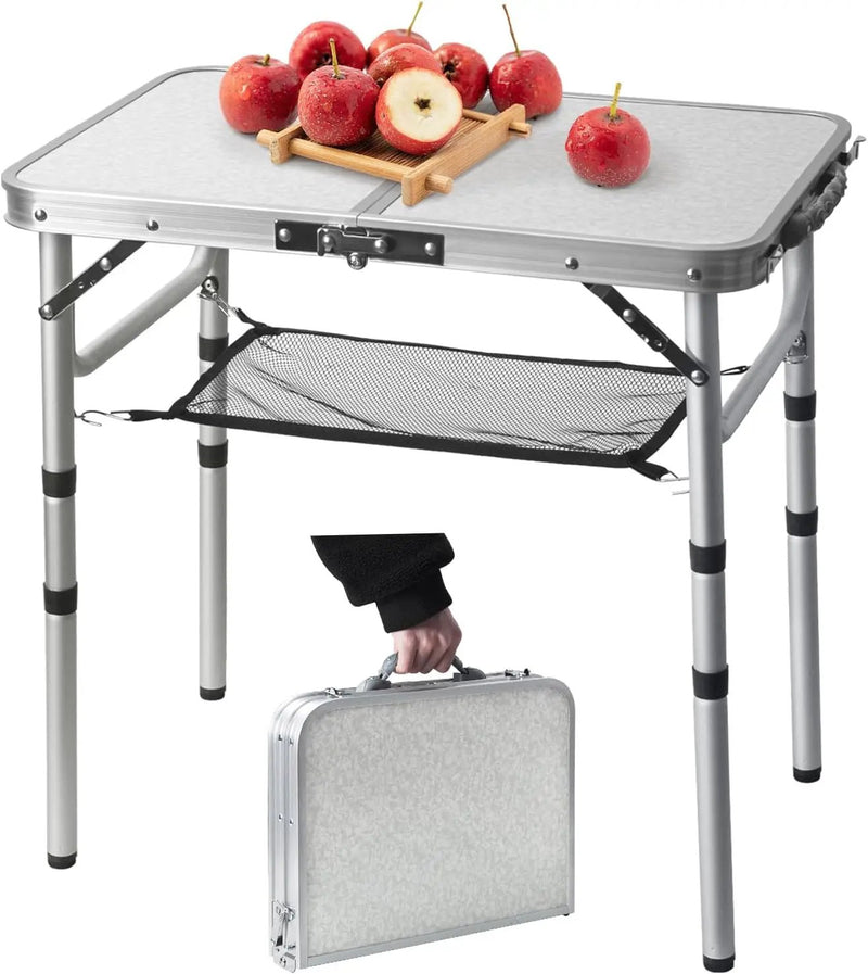 Small Folding Table 2FT Lightweight Portable Aluminum Camping Table for Picnic and Camping Mini Foldable with Adjustable Extended Height,Silver by GreenHaven Gardens