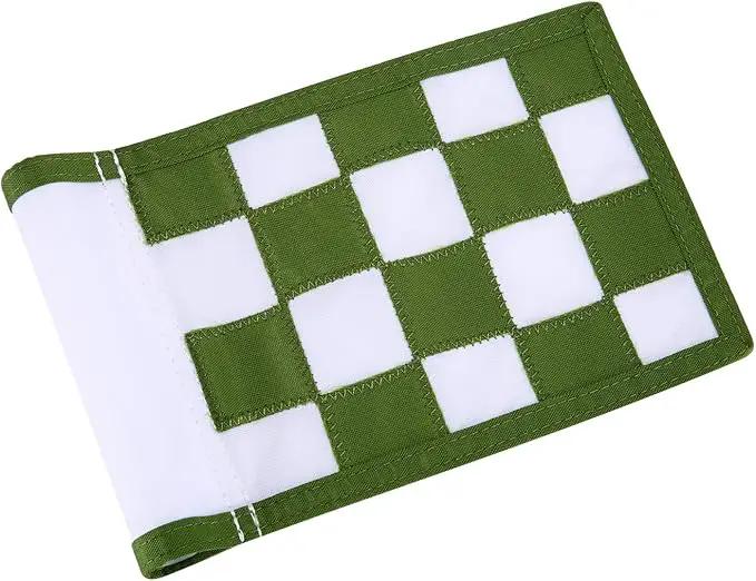 Golf Flag,Green Golf Flags,Solid Nylon and Checkered Training Golf Putting Green Flags, Indoor Outdoor Backyard Garden Portable Golf Target Flags,8.7inch*6inch (White-Green) by GreenHaven Gardens