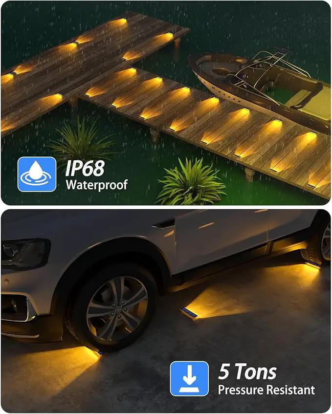 Solar Step Lights for Outside,4 Pack Solar Stair Lights Outdoor Waterproof,Warm White Deck Light Solar Powered Waterproof for Steps,Stairs,Walkway,Sidewalk,Patio,Pathway by GreenHaven Gardens