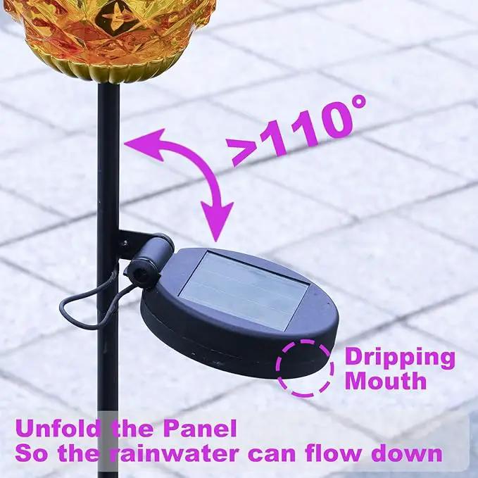 Solar Lanterns Outdoor Waterproof Glass Pineapple Garden Decor, Hanging Solar Stake Lights Yard Art, Outside Patio Decorations Gardening Birthday Gifts for Mom Grandma Women, 2 Pack by GreenHaven Gardens