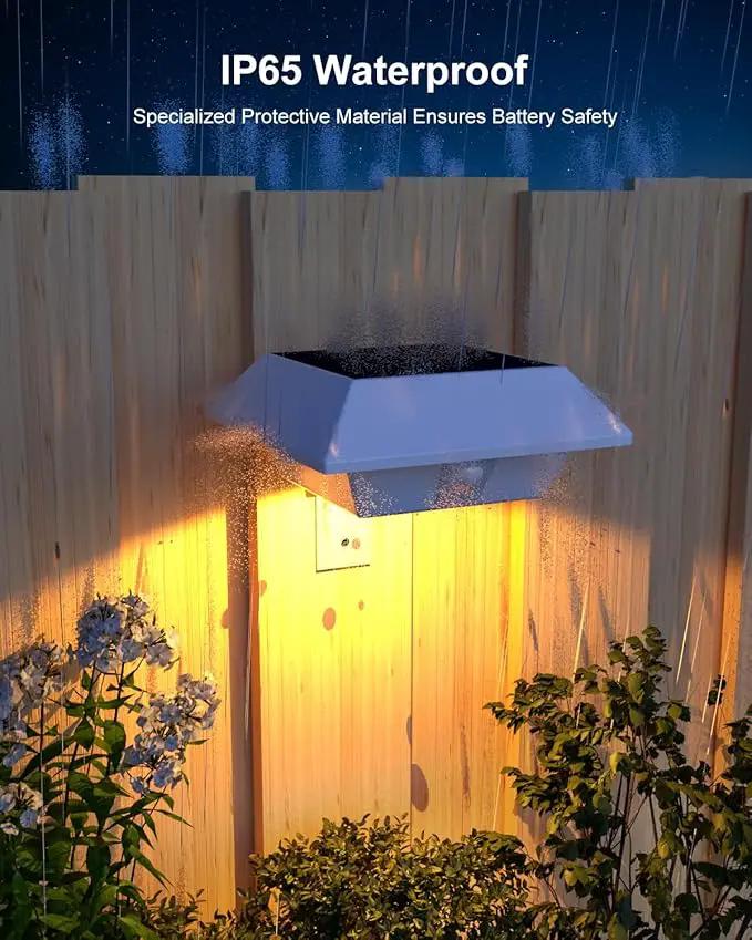 4 Pack Solar Powered Gutter Lights Outdoor Decorative Waterproof 12 LEDs Yard Lamp for Fence, Railing, Outside Wall, Deck, Garden, Path, Backyard, Walkway, Patio, No Drilling Installation (Warm White) by GreenHaven Gardens