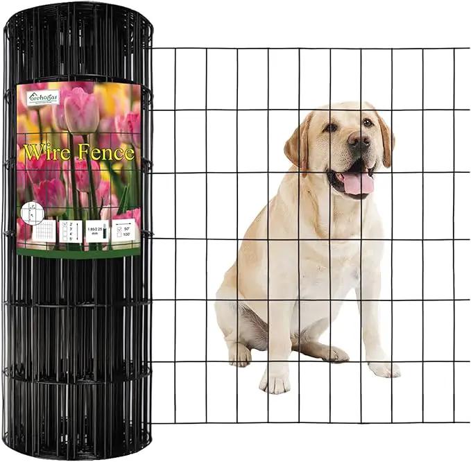 Black PVC Coated Welded Wire Fence 24 Inch x 50 Foot, 2 Inch x 4 Inch 14GA, Garden Border Fencing Roll Vinyl Coated Wire Mesh for Yard Vegetable Plant Protection Poultry Netting by GreenHaven Gardens