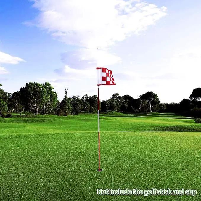 Nylon Golf Putting Green Flags - Solid & Checkered, Indoor/Outdoor, 8.7"x6" (White-Red) by GreenHaven Gardens