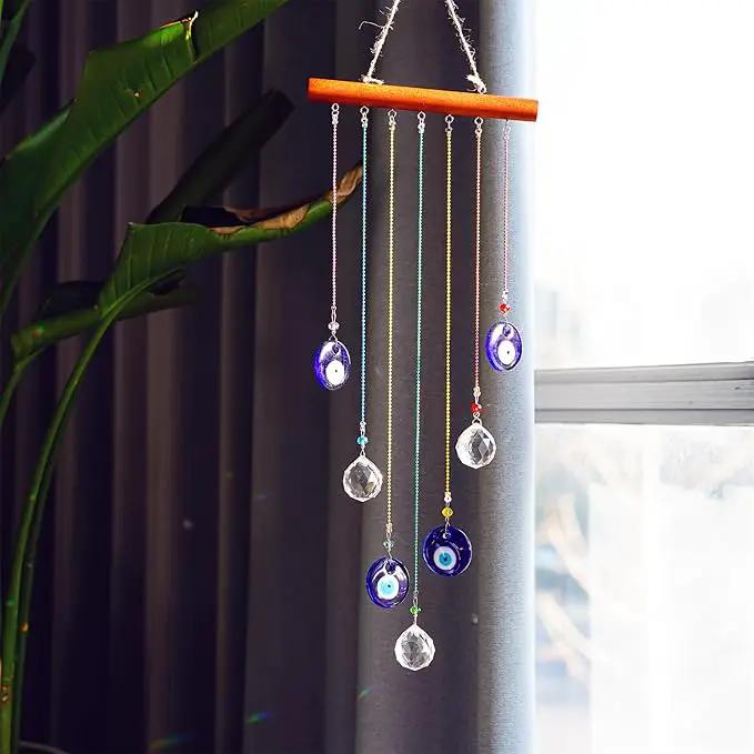 YU FENG Hanging Crystals Suncatcher Ornament Turkish Blue Evil Eye Decor Crystal Ball Prisms Rainbow Maker Pendant for Window Garden by GreenHaven Gardens