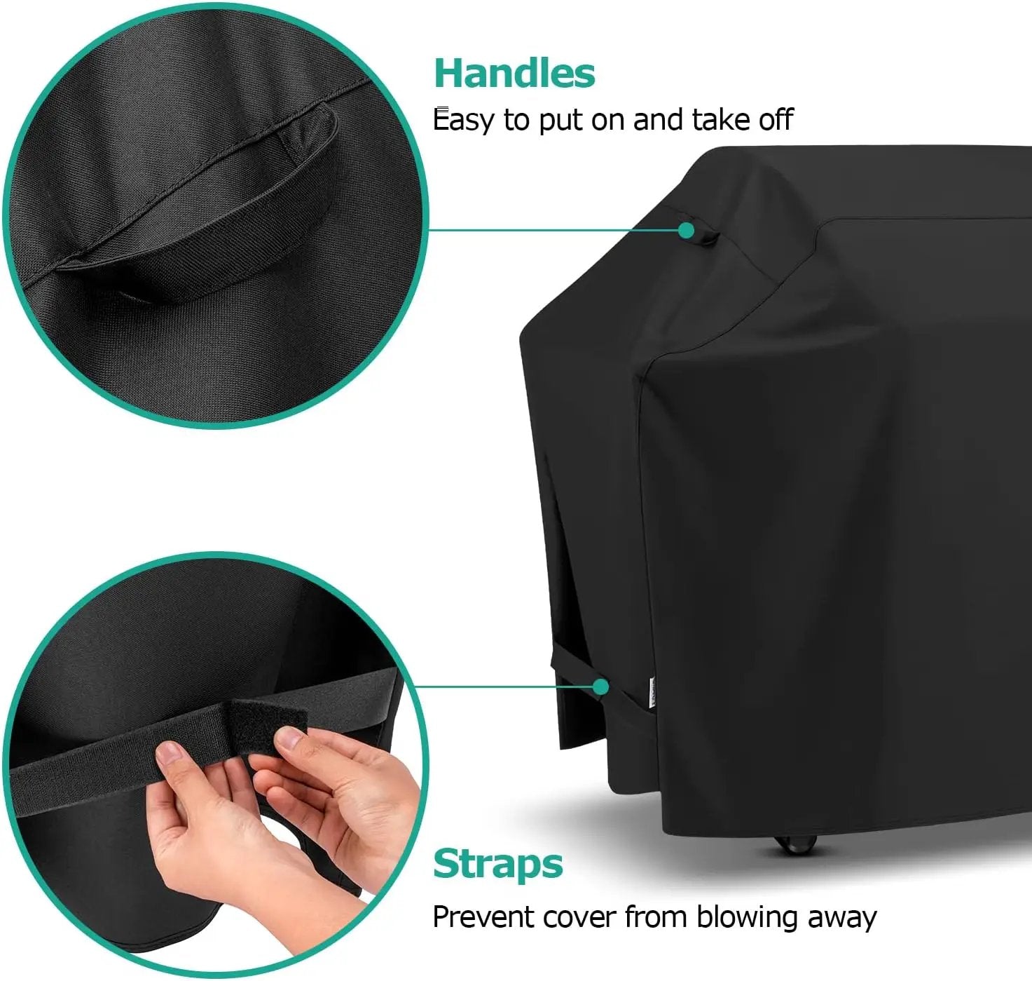 SunPatio Grill Cover 55 Inch, Outdoor Heavy Duty Waterproof Barbecue Gas Cover, UV & Fade Resistant, All Weather Protection Compatible for Weber Charbroil Nexgrill Kenmore Grills and More, Black by GreenHaven Gardens