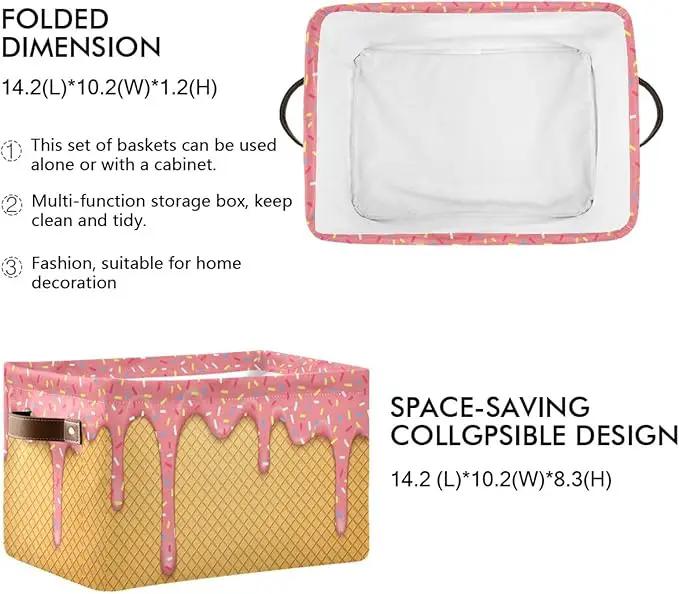 Ice Cream Rectangular Storage Basket Organizer Bin Shelf Baskets For Clothes Gifts For Home Office Dorm by GreenHaven Gardens