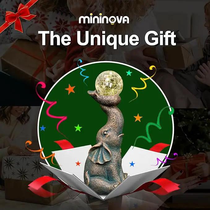 MININOVA Solar Elephant Garden Decor Statues & Sculptures for Outside, Outdoor Figurine Lights for Patio, Yard, Balcony, Unique Housewarming Ornament by GreenHaven Gardens