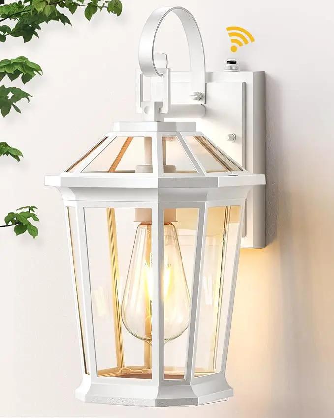 VIANIS Outdoor Porch Lights - Dusk to Dawn Exterior Wall Lights, 100% Anti-Rust Aluminum Waterproof, White Sconce Lanterns for Garage