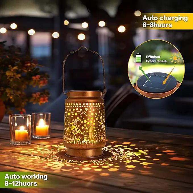 Solar Lanterns Outdoor Garden Decor, Gifts for Women, Mom, Grandma, Birthday, Thanksgiving, Decorative Waterproof Hanging Metal LED Light for Yard, Patio, Lawn, Landscape, Backyard (Gnomes) by GreenHaven Gardens