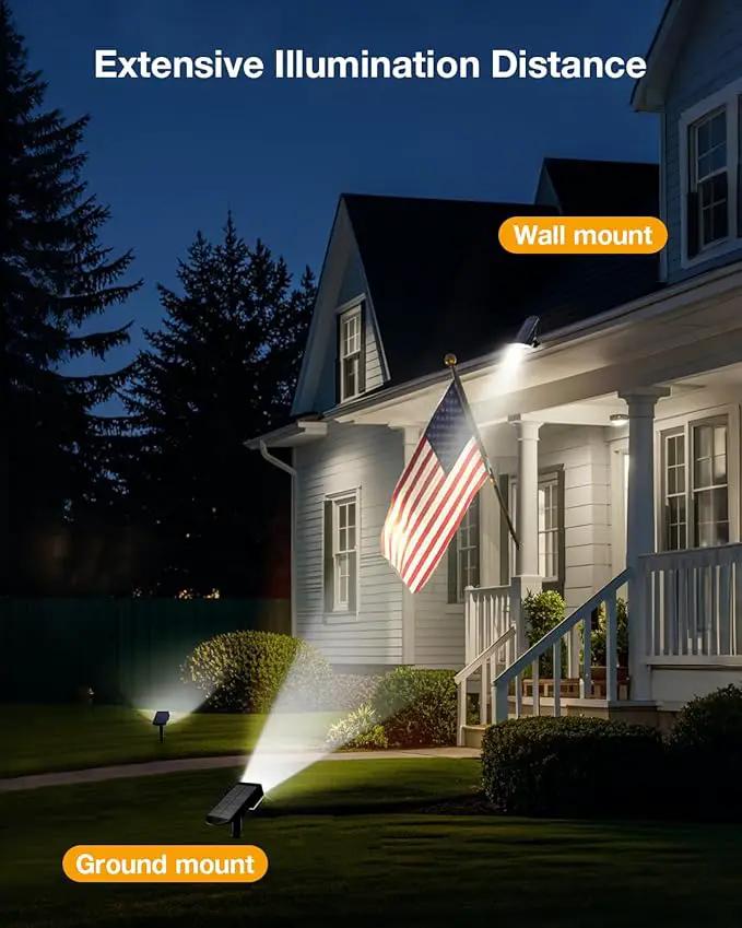 Solar Power Spotlight Outdoor Waterproof Landscape LED Accent Lighting for Yard, Tree, Plants, Walls, Path, Garden, Statues, Adjustable Brightness,Dusk to Dawn Long Lasting 4 Pack Cool White by GreenHaven Gardens