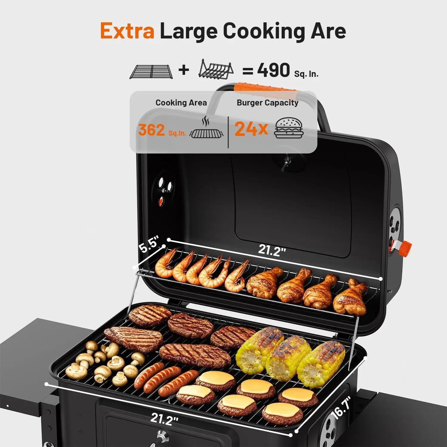 KEYO GRILL 24-Inch Movable Charcoal Grill, Dual Venting System Large BBQ Grills with Height Adjustable Charcoal Pan, Foldable Side Tables Outdoor Barbecue Grill for Backyard and Camping Grilling by GreenHaven Gardens