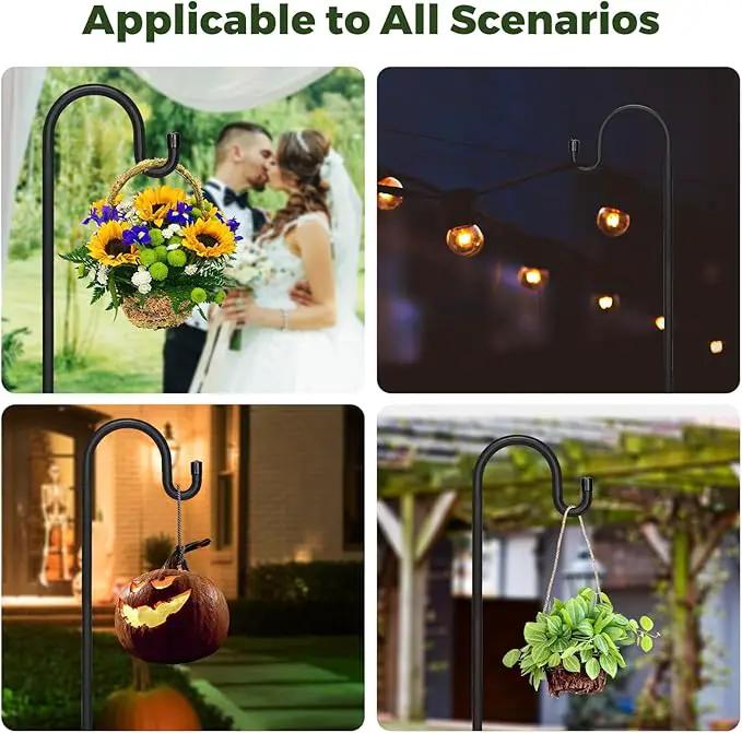 Kingsyard 2 Pack Adjustable Shepherd Hooks for Outdoor - 60 INCH Heavy Duty Bird Feeder Pole with 5 Prong Base, Hummingbird Feeder Stand, Garden Plant Baskets, Weddings Decor, Solar Light Lanterns by GreenHaven Gardens
