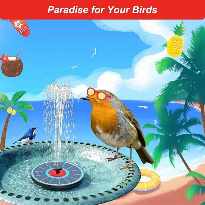 Solar Fountain with Red Flower - Attract Birds - Upgrade 3.5W Solar Bird Bath Fountains, Solar Powered Water Feature Fountain Pump with 7 Nozzles for Hummingbirds, Garden, Pool, and Pond by GreenHaven Gardens