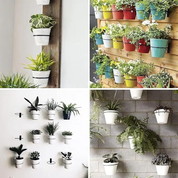 4 Pack 4in Flower Pot Holder Ring Wall Mounted Metal Planter Hooks Hangers Wall Bracket Wall Planter Hook (4, 4") by GreenHaven Gardens