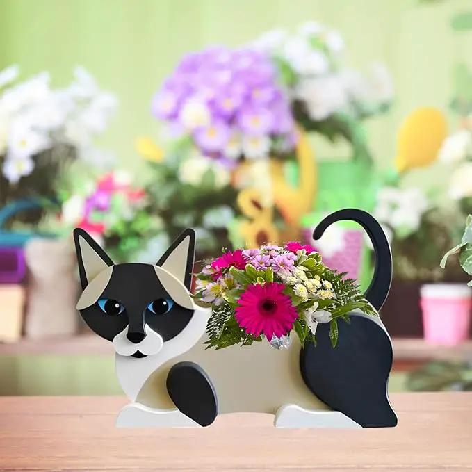 Siamese Cat Planter Plant Pots,Cute Garden Dog Flower Planter,Dog Planters Birthday Gifts for Women,Office,Indoor/Outdoor Decor(12.5 * 5.6 * 7.8in) by GreenHaven Gardens