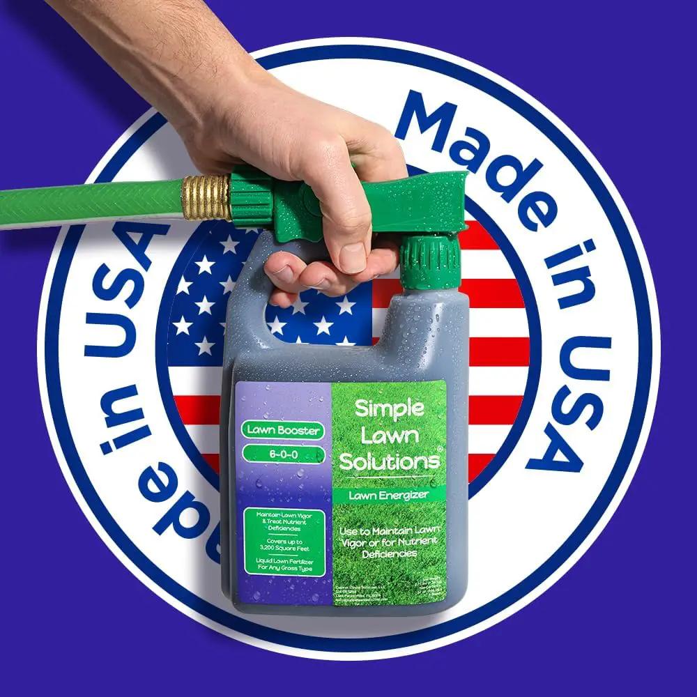 Commercial Grade Lawn Fertilizer with Iron- Liquid Fertilizer Spray- Nitrogen and Iron for Deeper Green Turf- Any Grass Type - Simple Lawn Solutions - Lawn Energizer - 32 Ounce by GreenHaven Gardens