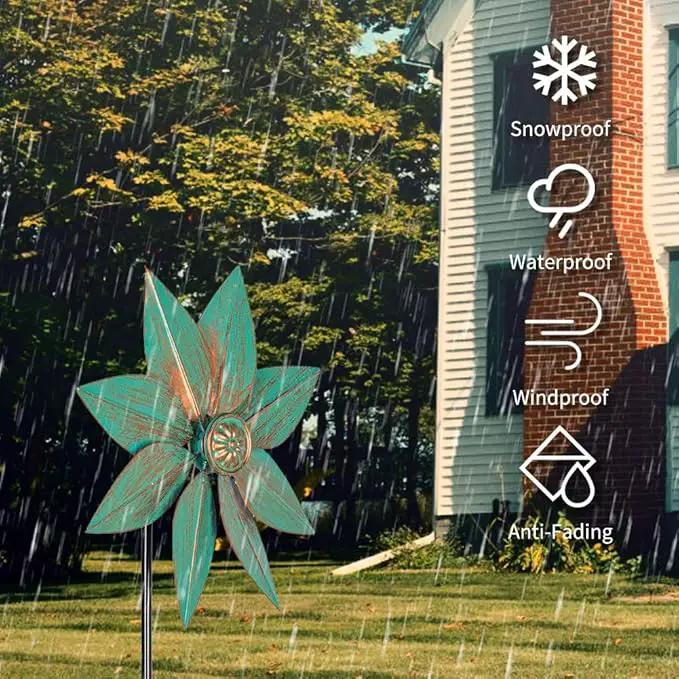 DREAMYSOUL Pinwheels for Yard and Garden, 38 Inches Metal Kinetic Wind Spinner for Outdoor Garden Patio Yard Decor by GreenHaven Gardens