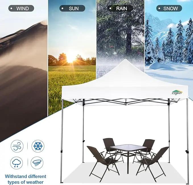 COBIZI 10x10 Pop Up Canopy Tent 10x10 Easy up Canopy, Heavy Duty Outdoor Canopy UPF 50+ All Weather Waterproof Instant Party Tents for Parties Gazebo with Handbag, White(Windproof Upgraded) by GreenHaven Gardens