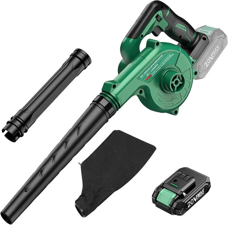 K I M O. Cordless Leaf Blower Vacuum Combo 4 IN 1, 3 Nozzles for Inflation & Compression,3 Modes & Variable Speed, 20000RPM 150MPH, 2000mAh Battery, Extended Tube, Mini Leaf Blowers for Lawn Care|Yard by GreenHaven Gardens