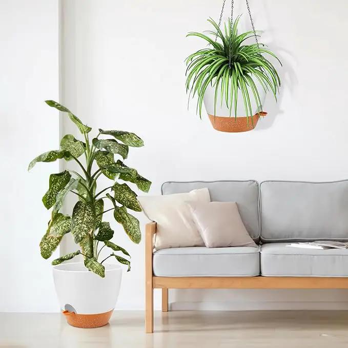 GARDIFE Large Hanging Planter, 12 inch Hanging planters for Indoor. Outdoor Plants, Self Watering Plant Pot, Plant Hanger, White by GreenHaven Gardens