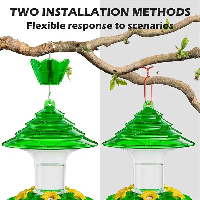 Birdream Hummingbird Feeder for Outdoors Hanging 40oz 10 Feeding Ports, 2 Pack Humming Bird Feeder with Ant Moat Brush Leak Proof - Green by GreenHaven Gardens