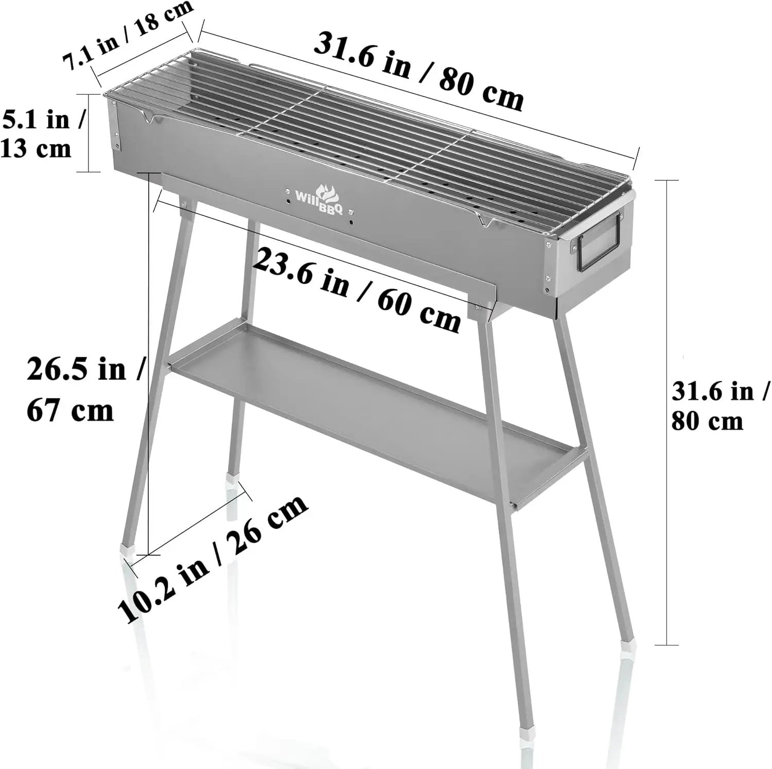 Charcoal Grills Commercial Quality Portable Multiple Size Hibachi BBQ Lamb Skewer Folded Camping Barbecue Grill(31.6x7.1x5.1 inch With Accessories) by GreenHaven Gardens