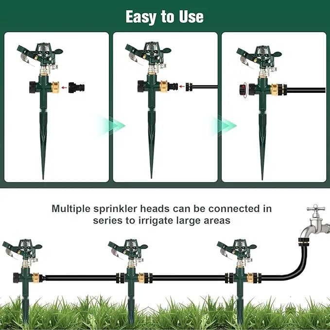 2 Packs Green Garden Sprinklers, Zinc Alloy Water Bird Sprinkler on Metal Base, Adjustable 360 Degree Lawn Irrigation for Yard by GreenHaven Gardens