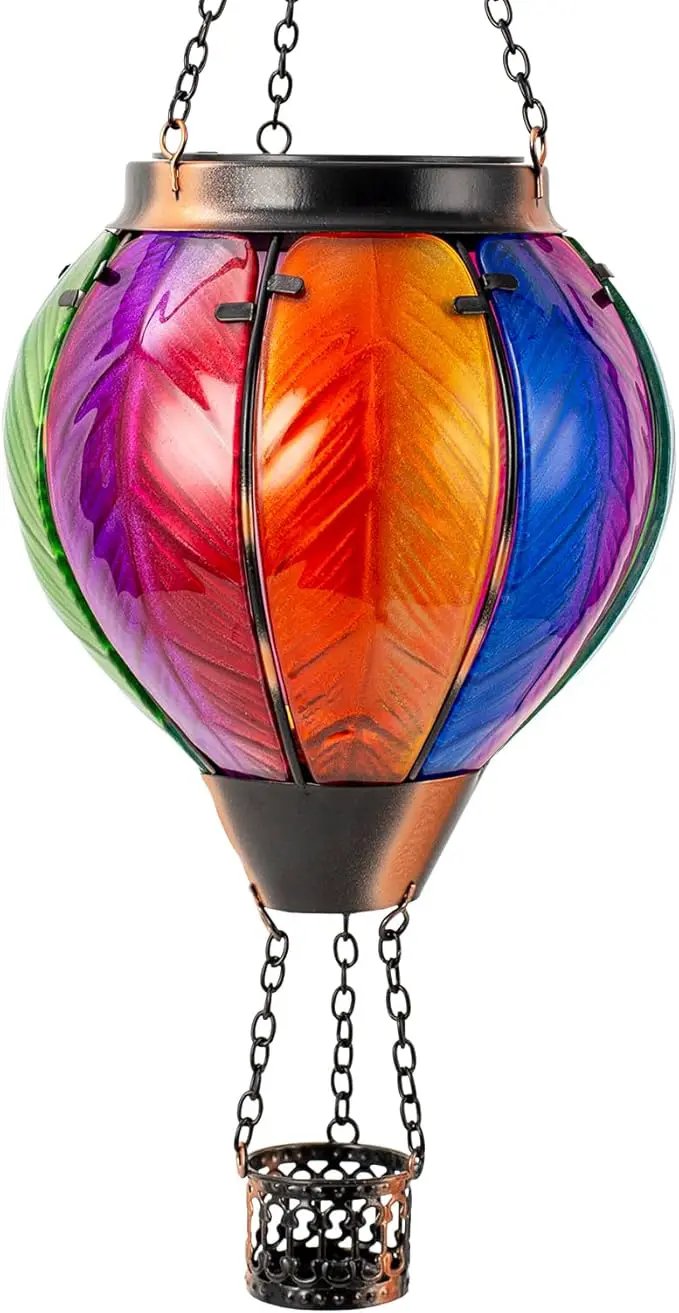 Solar Hot Air Balloon Lantern with Flame Outdoor Lights, Solar Lantern Gardening Gifts for Mom Grandmom, Hanging Hot Air Balloon Lights Outdoor Waterproof Decor for Patio by GreenHaven Gardens