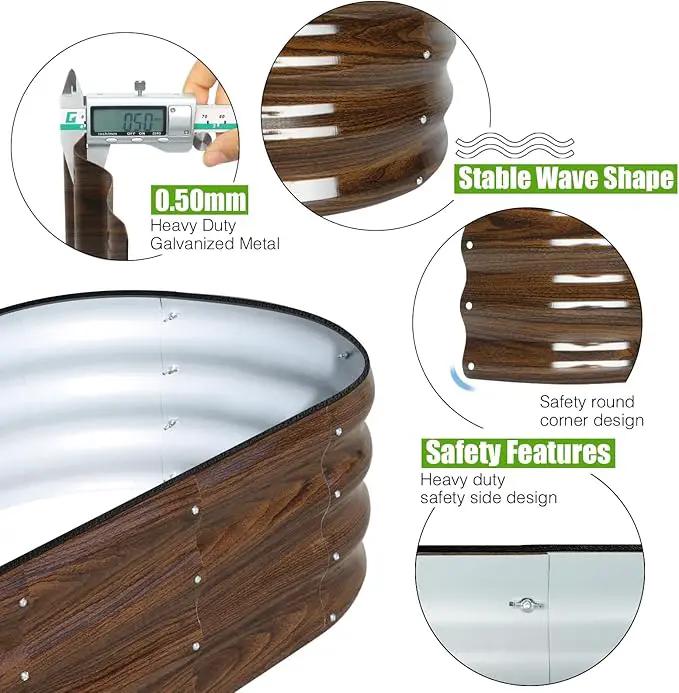 SnugNiture Galvanized Raised Garden Bed, 4x2x1ft Oval Metal Planter Box for Planting Outdoor Plants Vegetables by GreenHaven Gardens