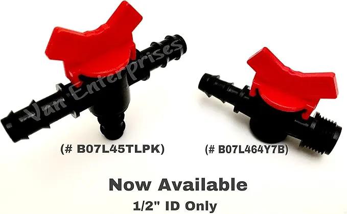2PK of 5/8" ~ 3/4" ID Ball Valve Hose Barb Connectors for Drip Irrigation Hoses and Aquariums by GreenHaven Gardens