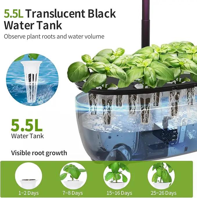 12 Pods Hydroponics Growing System Indoor Herb Garden with LED Growth Lamp Smart Water Pump Plant Germination Kit (No Seeds) Home Kitchen, Gift Ideas for Women Men by GreenHaven Gardens