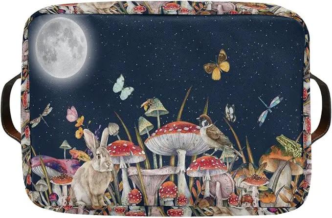 Mushroom Rectangular Storage Basket Bird Butterfly Rabbit Moon Organizer Bin Shelf Baskets For Home Office Dorm by GreenHaven Gardens
