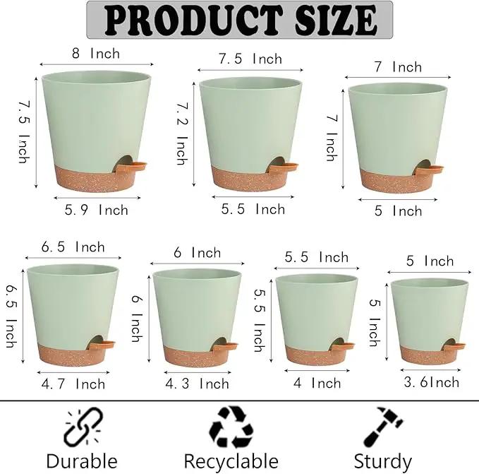 Self Watering Pots, Flower Planting Pots for Indoor Outdoor Plants, African Violet, Flowers, Succulent,Cactus Plant Pots with Drainage Holes Green Plastic Pots Gift Idea For Lazy people House Decor by GreenHaven Gardens