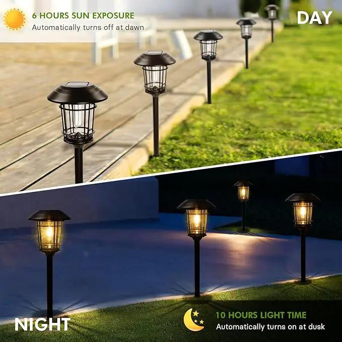 Grand patio Solar Outdoor Lights, 10 Pack, Glass Light Metal Pathway Light, Waterproof Landscape Lighting, Automatic Dusk and Dawn Sensor (Slate Gray) by GreenHaven Gardens