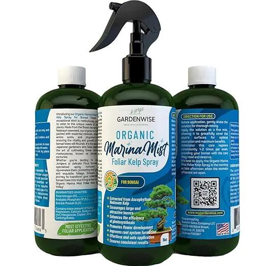 Organic Marina Mist Foliar Spray for All Live Indoor and Outdoor Bonsai Tree Plants | Micro Nutrients for Vital Bonsai Health | Gentle Formula | Liquid Plant Food | Quick Results (8 oz) by GreenHaven Gardens