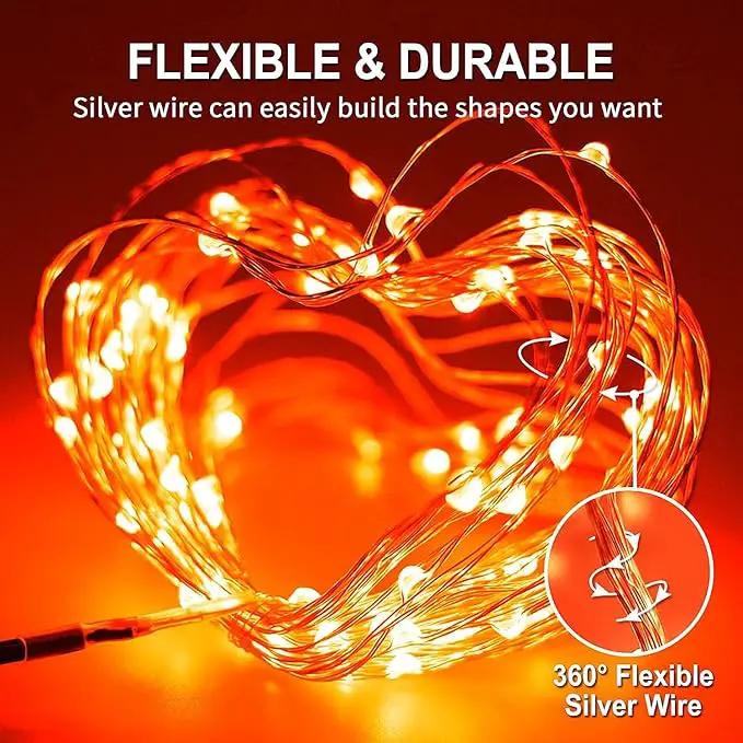 JMEXSUSS 2 Pack Orange Solar Halloween Lights, 66ft 200 LED Solar Fairy Lights Outdoor, Waterproof Solar String Lights for Tree Patio Garden Halloween Thanksgiving Decorations by GreenHaven Gardens