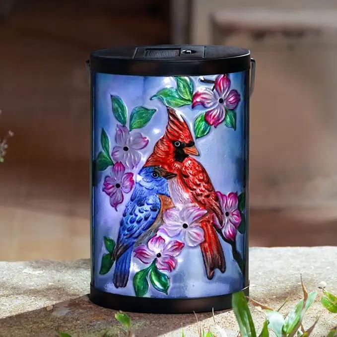 Hanging Solar Lantern Outdoor Bluebird Waterproof LED Cardinal Light Decorative Tabletop Lamp for Patio Garden Yard Decor by GreenHaven Gardens